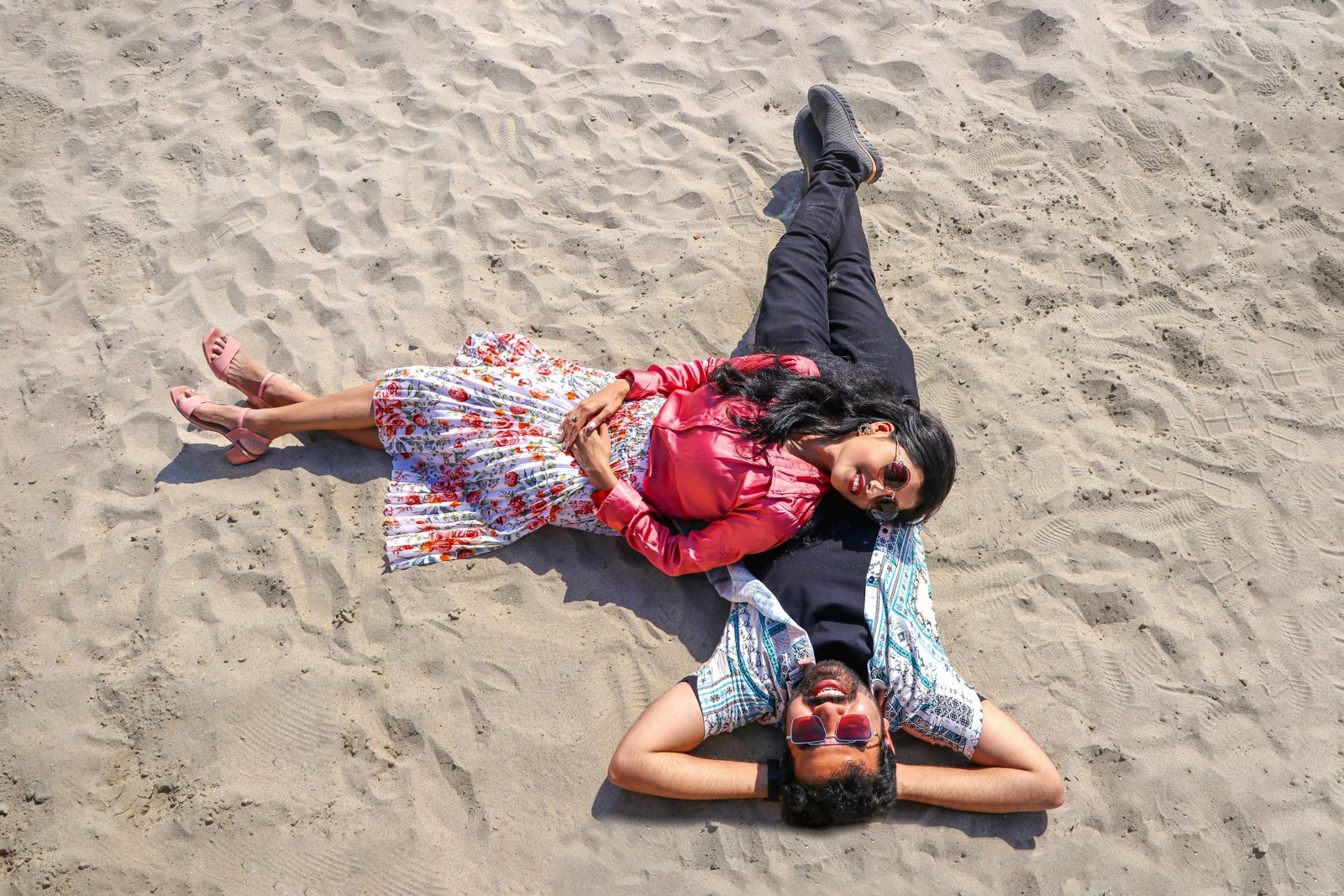 Couple relaxing on beach
