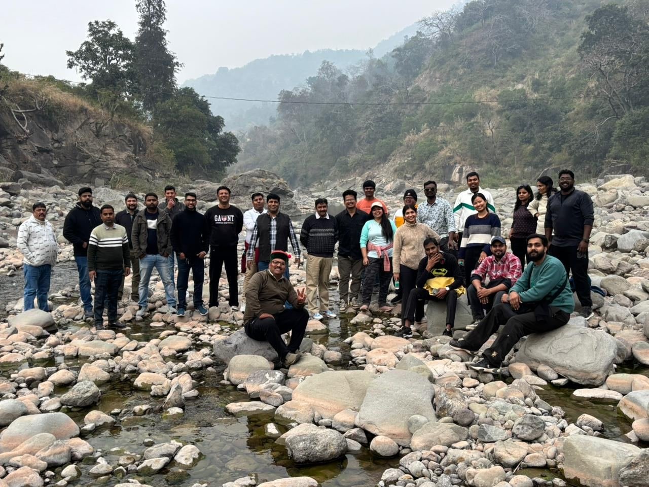Group at rocky river, Thapli, Panchkula